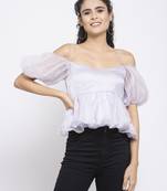 Lilac offshoulder peplum top