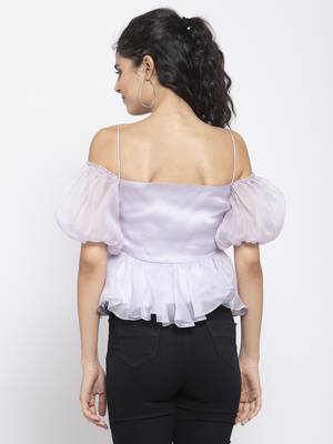 Lilac offshoulder peplum top 3