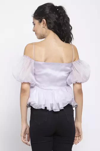 Lilac offshoulder peplum top