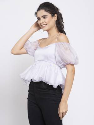 Lilac offshoulder peplum top 4