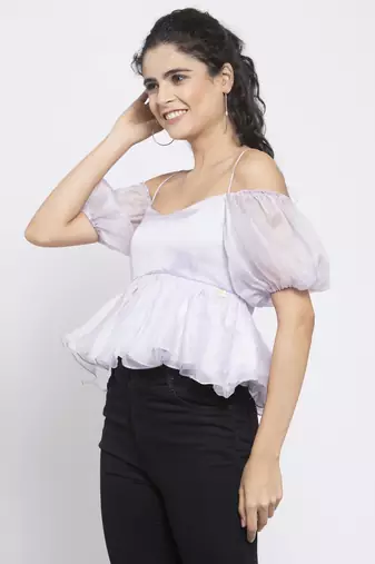 Lilac offshoulder peplum top