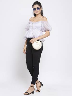 Lilac offshoulder peplum top 5