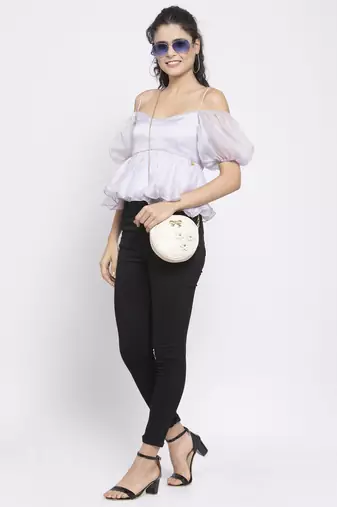Lilac offshoulder peplum top