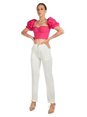 Hot pink cotton hakoba corset top 1
