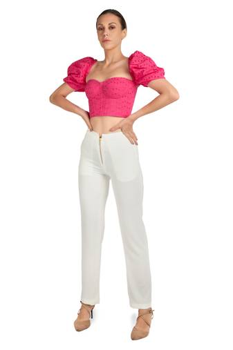 Hot pink cotton hakoba corset top