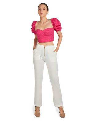 Hot pink cotton hakoba corset top 4