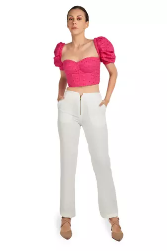 Hot pink cotton hakoba corset top
