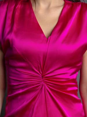 Hot pink satin short dress 2