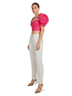 Hot pink cotton hakoba corset top 5