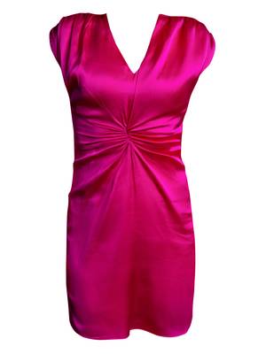 Hot pink satin short dress 3