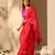 Red chanderi cotton saree set