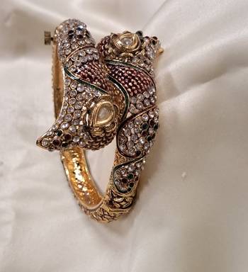 Designer Rajwadi Plated Meenakari Enamel Stone Brass Kada for Women (1 Piece) 1