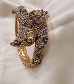 Designer Rajwadi Plated Meenakari Enamel Stone Brass Kada for Women (1 Piece)
