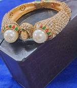 Designer Rajwadi Plated Meenakari Enamel Stone Brass Kada for Women (1 Piece)