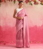 Rose pink guldaudi saree set