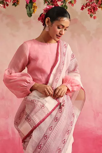 Off white manzar saree set