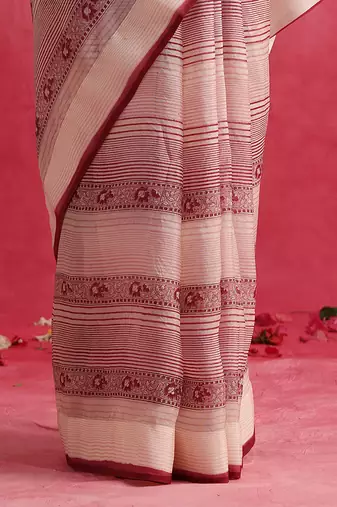 Off white manzar saree set