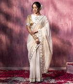 Off whitte handloom chanderi saree
