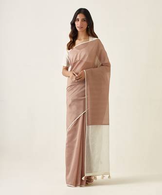 Taupe handcrafted saree set 1
