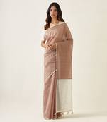 Taupe handcrafted saree set