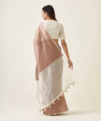 Taupe handcrafted saree set 2