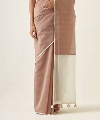 Taupe handcrafted saree set 3
