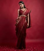 Maroon ready to wear saree set