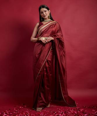 Maroon ready to wear saree set 2