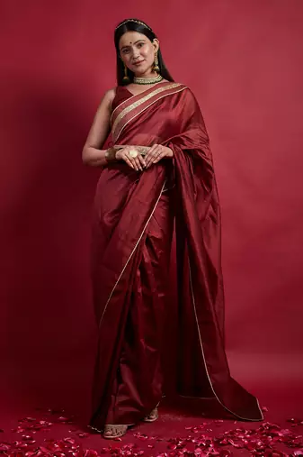 Maroon ready to wear saree set