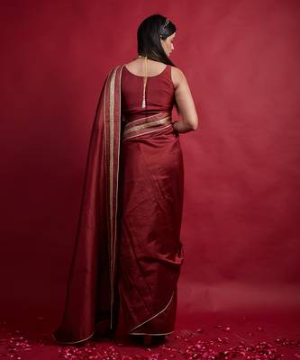 Maroon ready to wear saree set 4