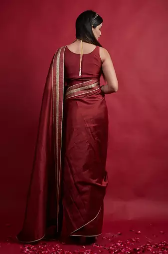 Maroon ready to wear saree set