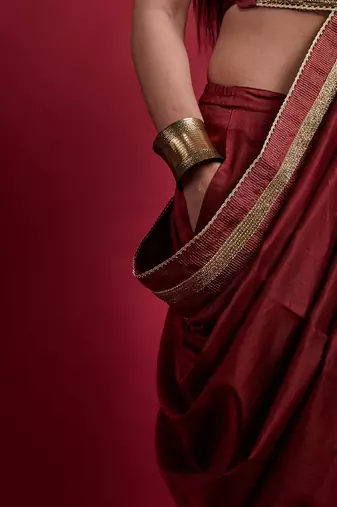 Maroon ready to wear saree set