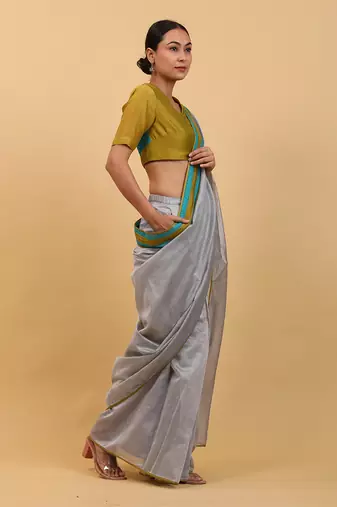 Grey ready to wear saree set