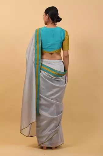 Grey ready to wear saree set