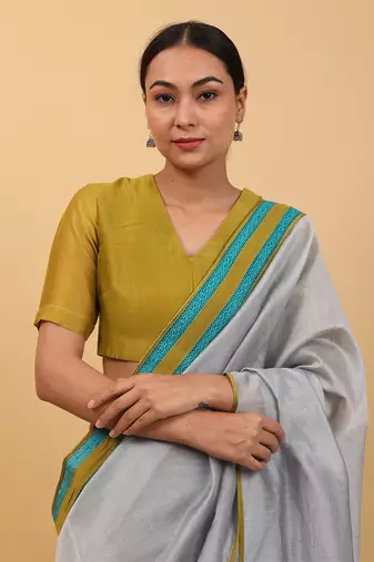 Grey ready to wear saree set