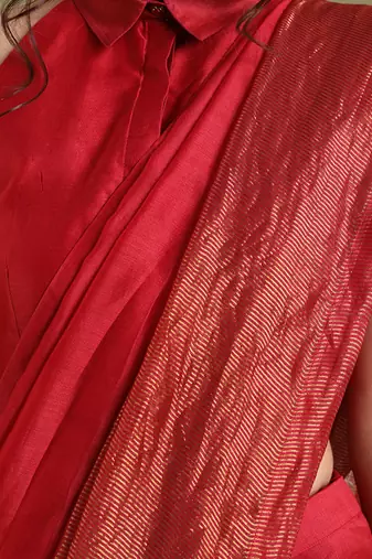 Red chanderi handloom saree set