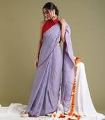 Lavender scallop saree Without Blouse