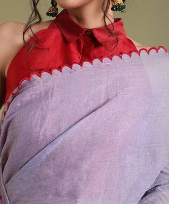 Lavender scallop saree Without Blouse 4