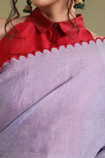 Lavender scallop saree Without Blouse
