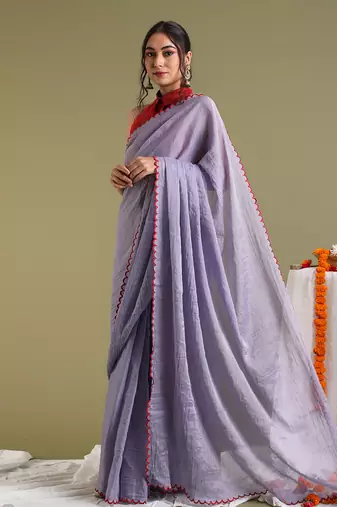 Lavender scallop saree set
