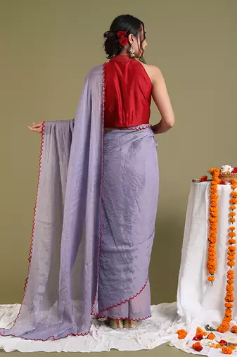 Lavender scallop saree set