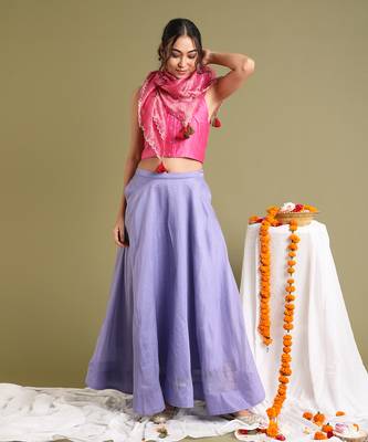 Pink & Lavender Flared Skirt Set 1