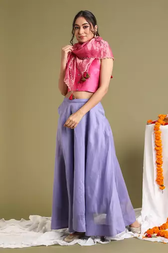Pink & Lavender Flared Skirt Set