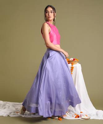 Pink & Lavender Flared Skirt Set 3