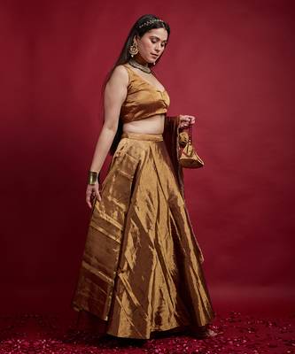 Gold Zari Lehanga Set With Dupatta 4