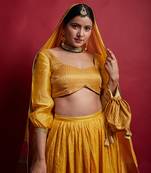 Turmeric Yellow Chanderi Handloom Lehanga Set