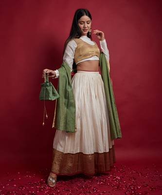 Ivory Chanderi Handloom Lehanga Set 2