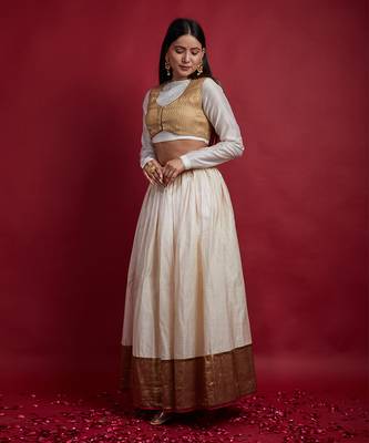 Ivory Chanderi Handloom Lehanga Set 4