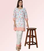 Peach schiffli chikankari a-line kurta