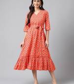 Orange Colour Girlish Kurti With Fancy Looks